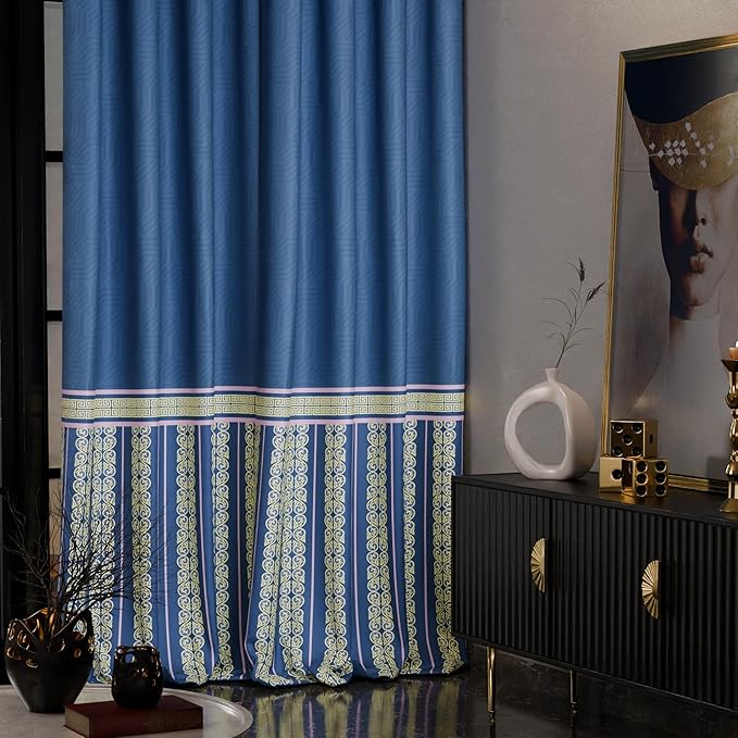 Stoa Paris Curtain for Home, Single pc Patterned Curtain for Door Colour Blue Monarch