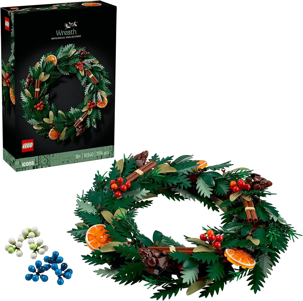 Lego Icons Wreath-Making Kit Holiday Garland Table Centerpiece Decoration Gift for Adults 10340