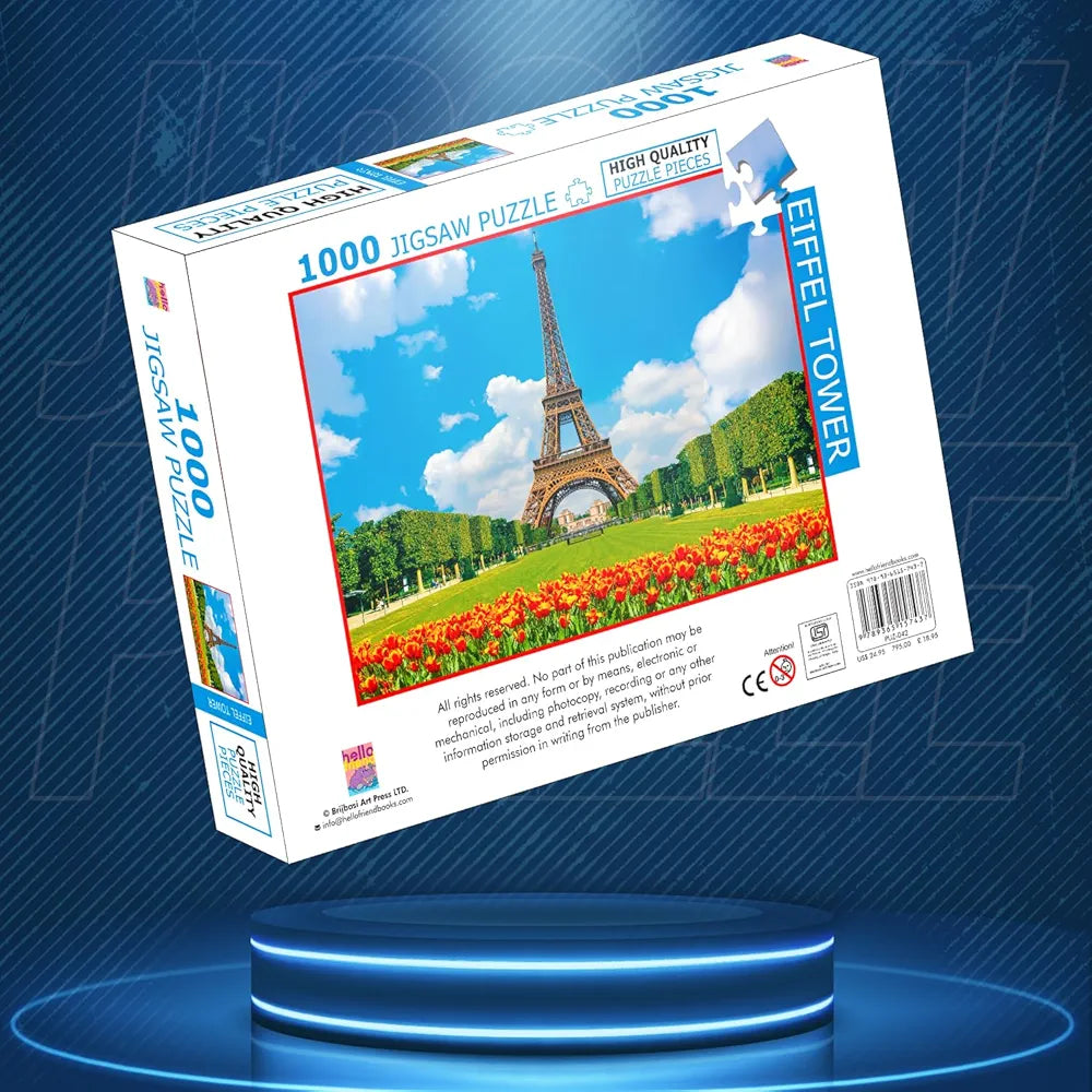 Hello Friend Eiffel Tower Jigsaw Puzzle for Adults and Kids 1000 Piece Puzzle Travel & Landmark