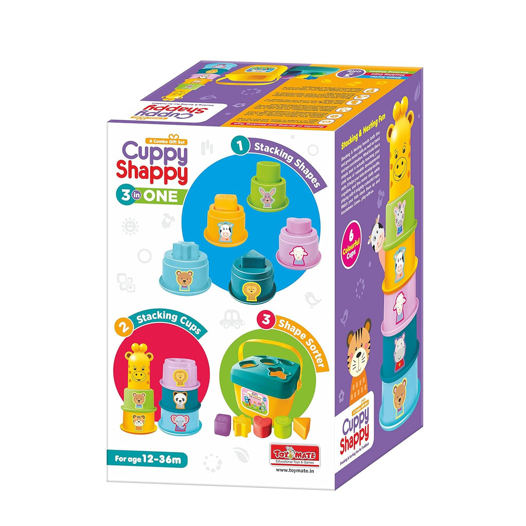 Toymate Cuppy Shappy 3-in-1 Stacking Cups & Shape Sorter Toy