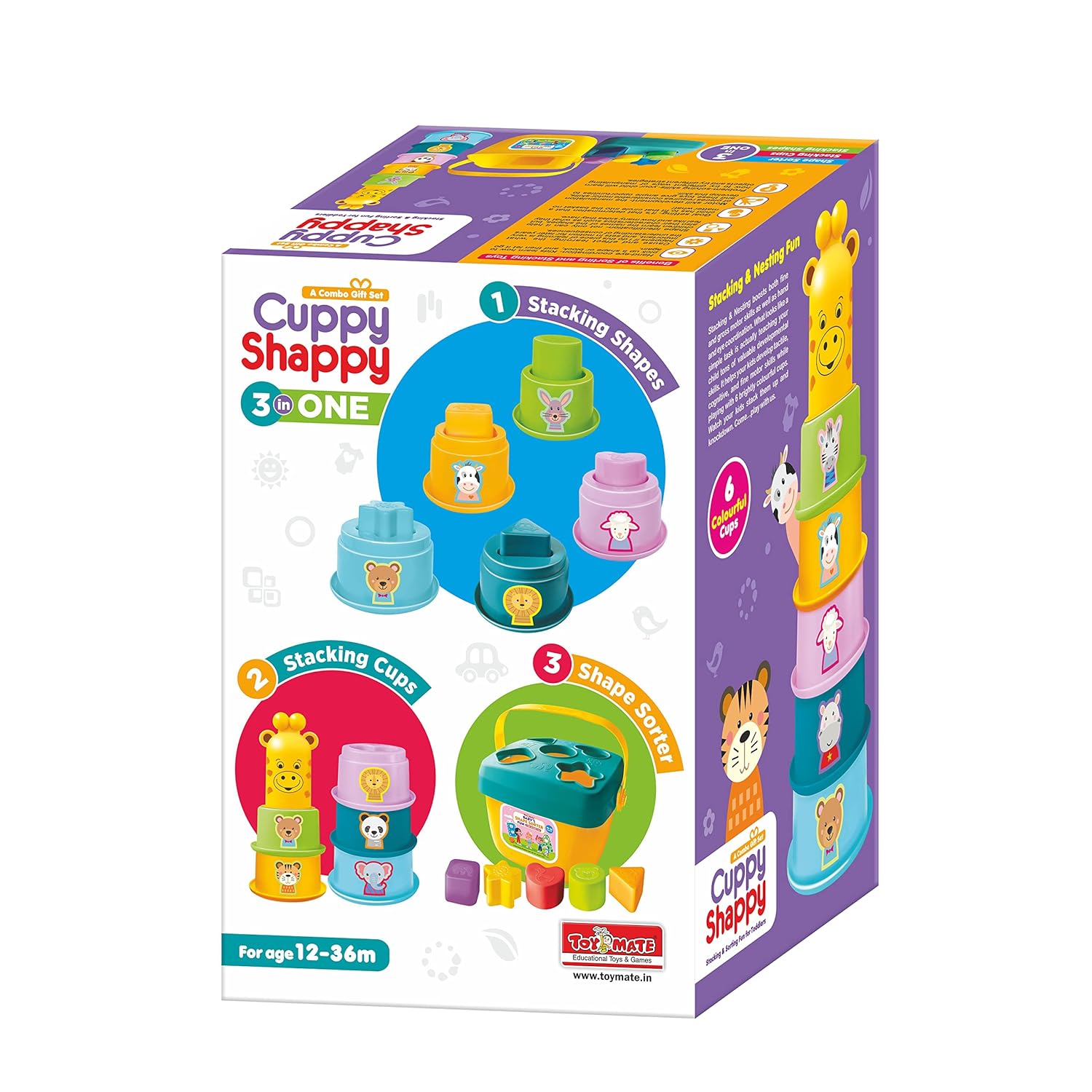 Toymate Cuppy Shappy 3-in-1 Stacking Cups & Shape Sorter Toy