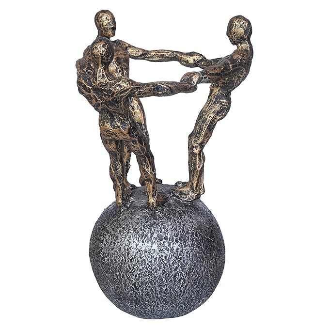 Ecraftindia 3 Man Group Standing on Ball Human Figurine Showpiece for Home, Office, Table Decor