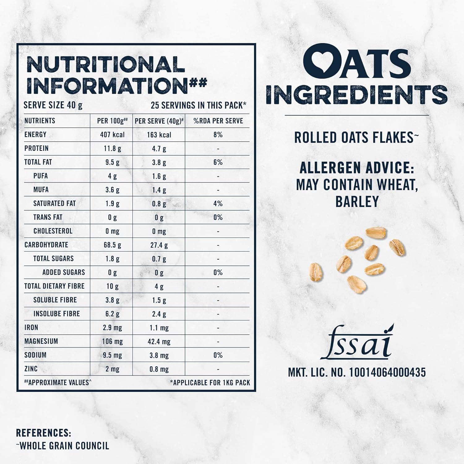 Quaker Oats 1Kg, Rolled Oats Natural Wholegrain, Nutritious Breakfast Cereals, Dalia Porridge, Easy To Cook, Honey
