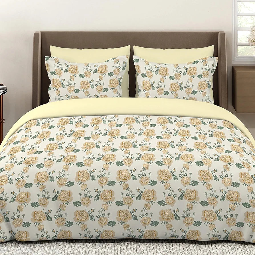 Layers Marigold Cotton Bedsheet Set for All Seasons Lightweight 144 TC King Size Yellow Marigold