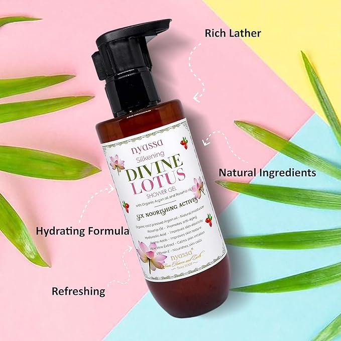 Nyassa Silkening Divine Lotus Shower Gel With 6 Nourishing Actives - 210 Ml | Floral Fragrance Body Wash