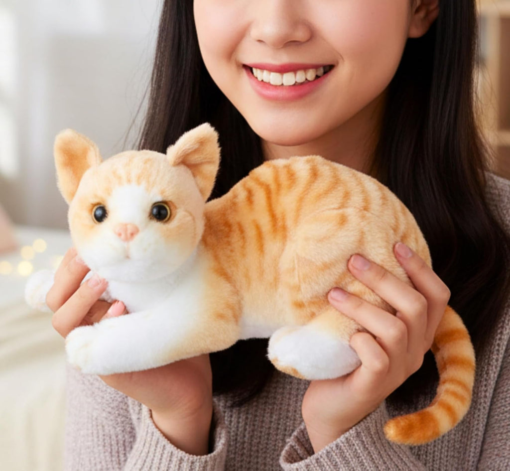Tickles Cute Cat Soft Stuffed Plush Animal Toy for Kids Yellow 28 cm