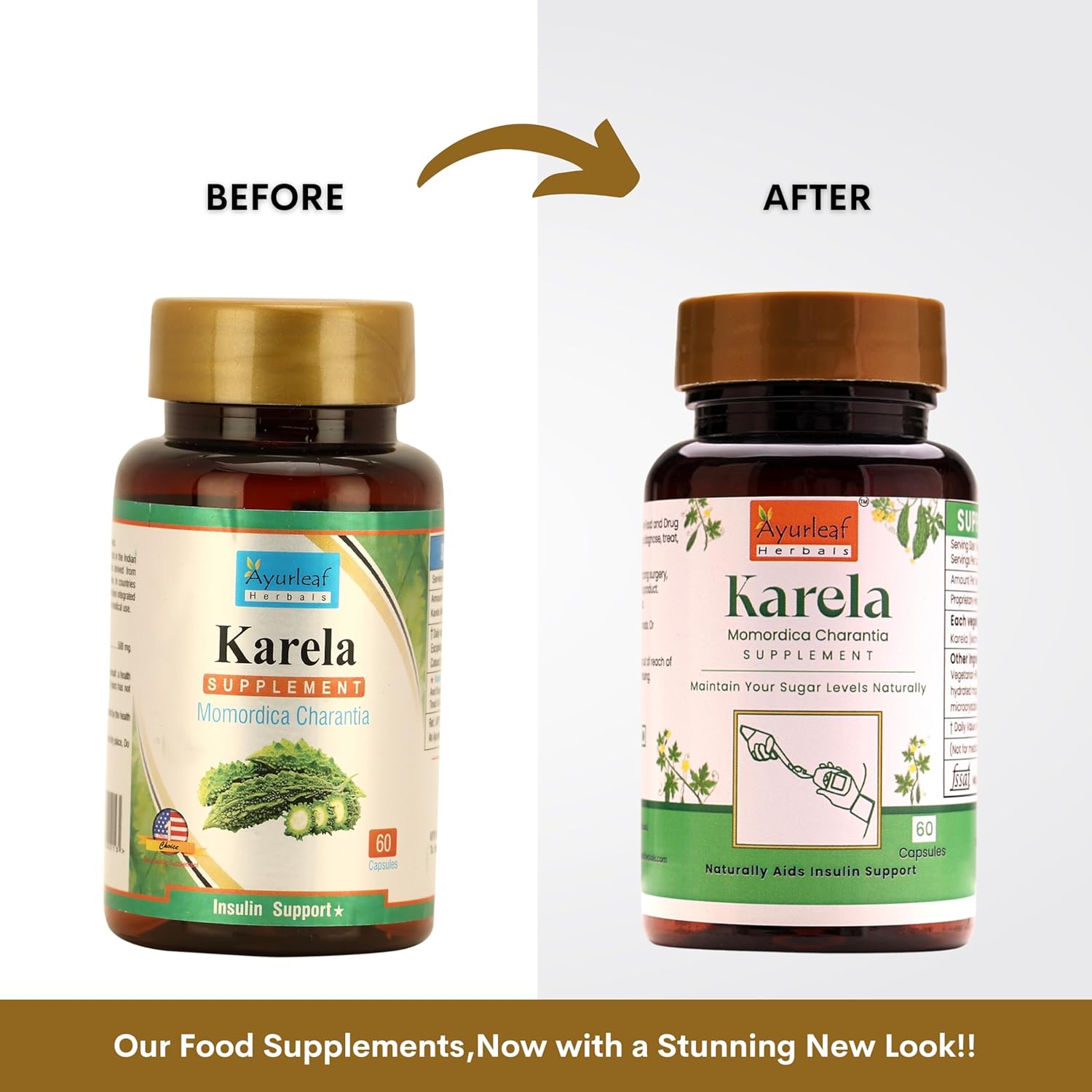Ayurleaf Herbals Karela (Bitter Melon) Capsules - 120 Caps Pack of 2