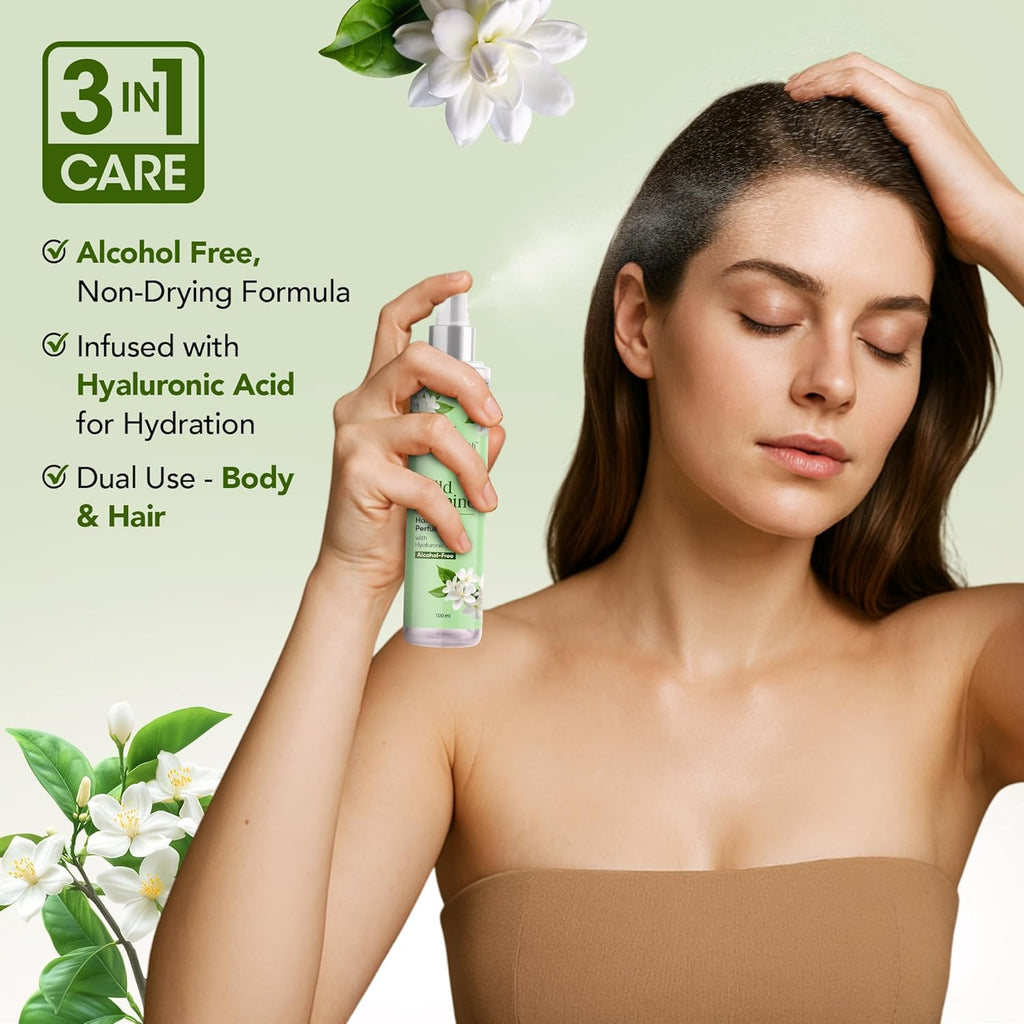 Botanic Hearth Wild Jasmine Hair & Body Mist for Women – Long Lasting Exotic Body Spray | Hair Perfume & Hair Mist Spray | Captivating Perfume for Woman | Floral Hair and Body Mist, 100ml