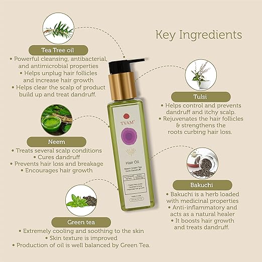 TVAM Anti-Dandruff Hair Oil Neem & Green Tea - 200 ml
