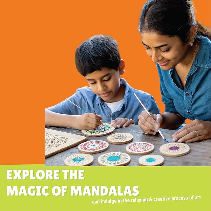 Kalakaram Diy Mandala Art Coasters Painting Kit | Create 6 Beautiful Coasters |  Activity Kit for Kids