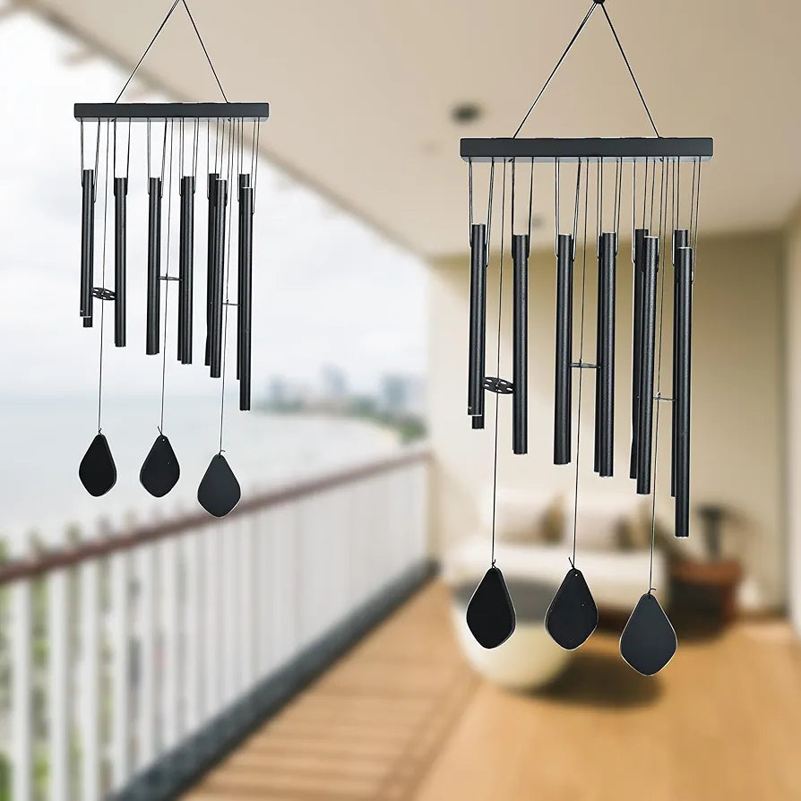 Zaicus Wind Chime Black 12 Pipe Wind Chime-027