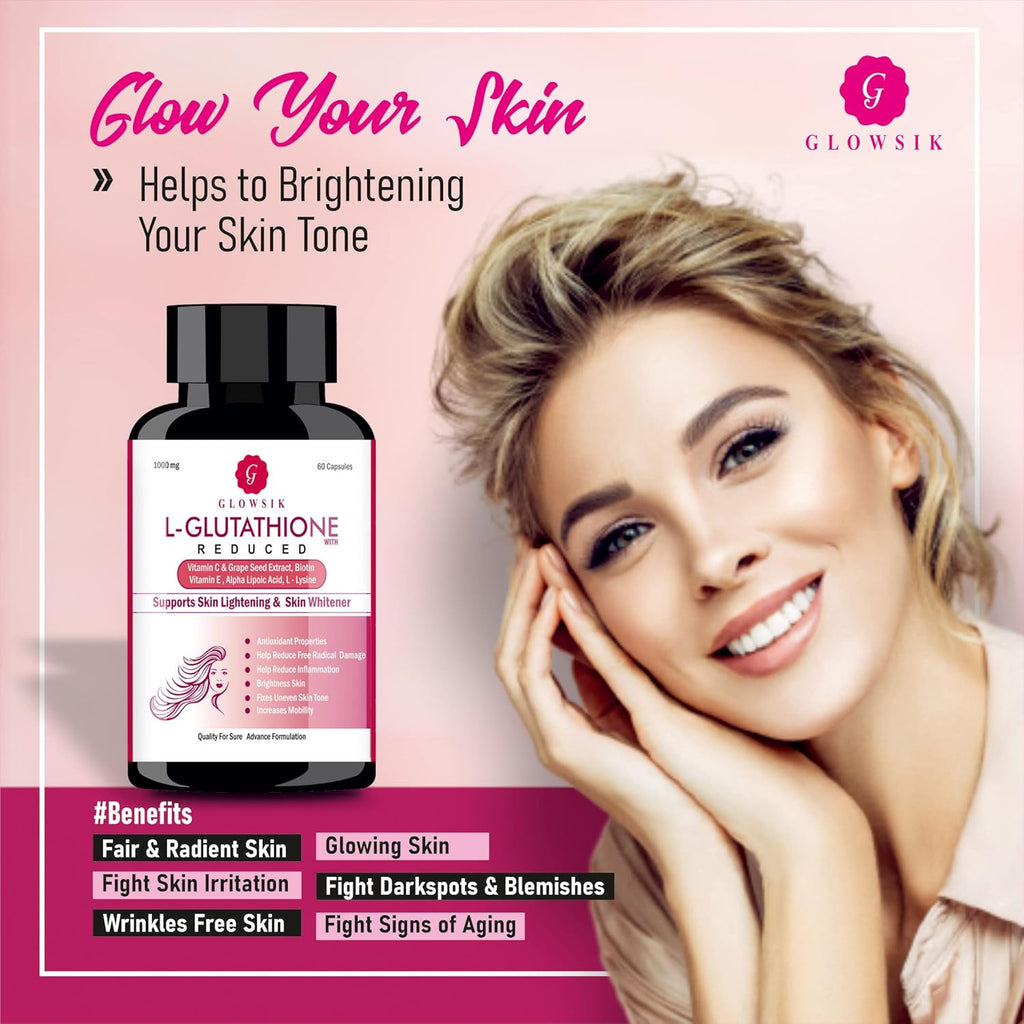 Glowsik Glutathione 1000 Mg Capsules With Vitamin C, E & L-glutathione - 60 Capsules