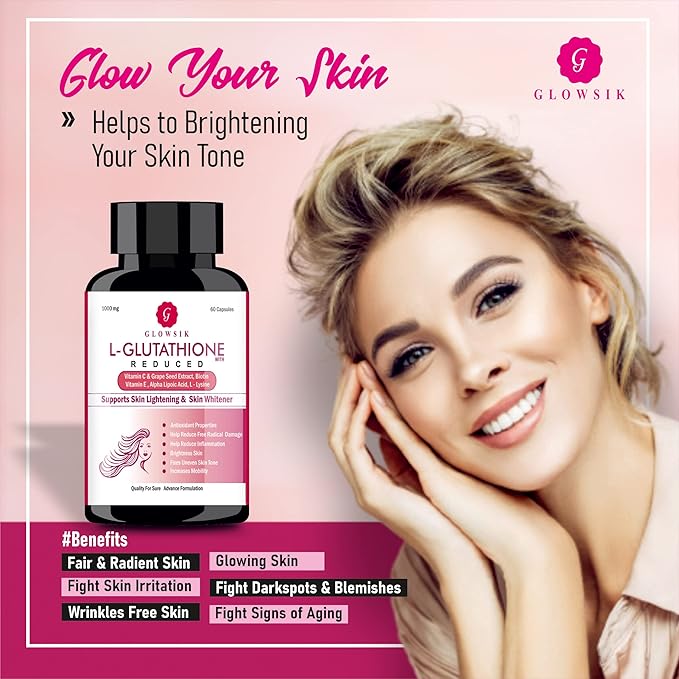 Glowsik Glutathione 1000 Mg Capsules With Vitamin C & E, L-glutathione - 60 Capsules