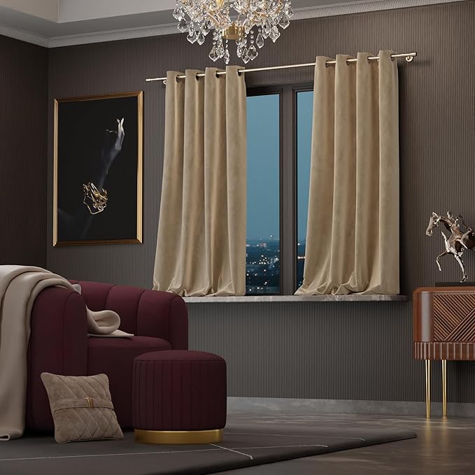 Stoa Paris Curtain for Home, Single pc PatternedVelvet Curtain for Window Colour Ivory Elegance