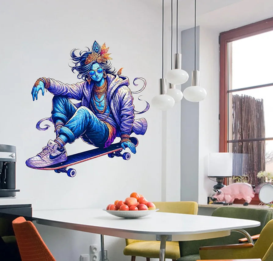 Rng Graphics Pvc Vinyl Self Adhesive Little Krishna Wall Sticker Multicolor 52 Cm X 47cm DW-129L