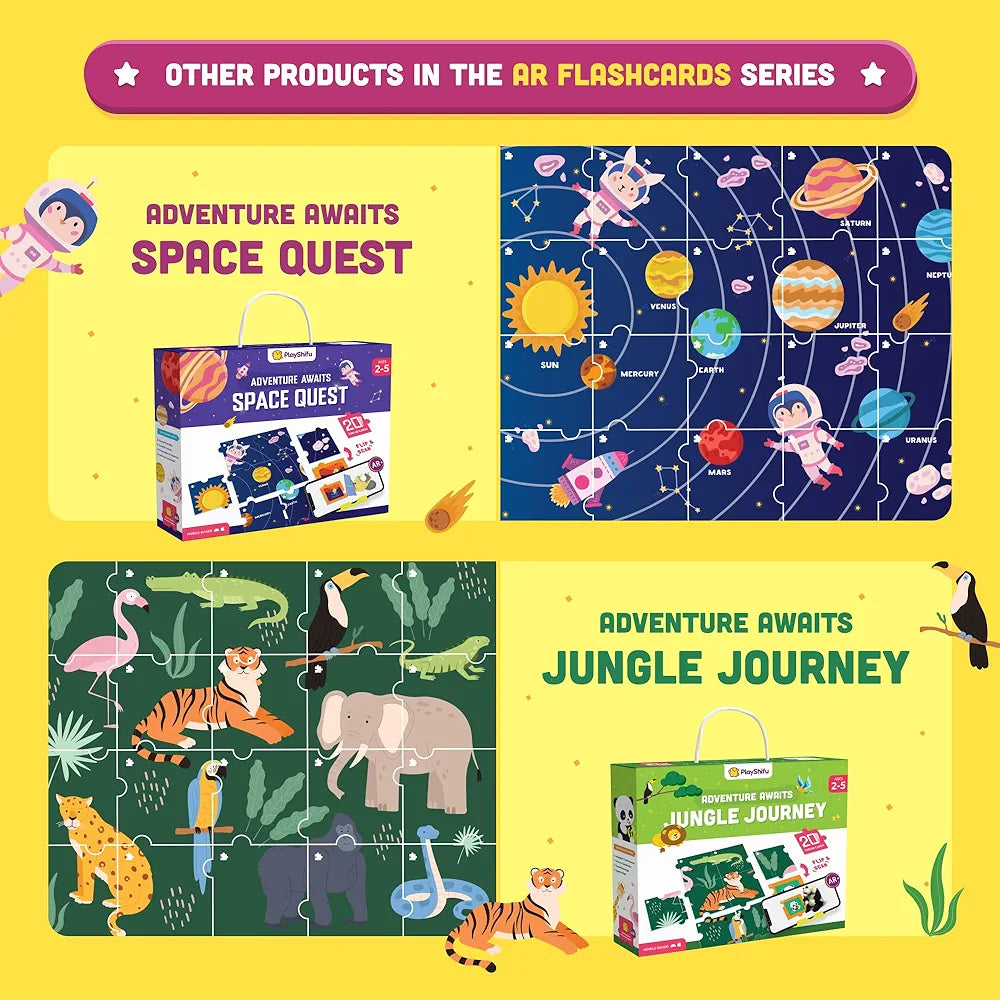 Playshifu 20 Underwater Animals Flashcards for Kids Boost Problem Solving Skills with 4D Educational Ar-Powered Stem Fun Learning, Interactive Game