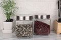 Femora Kitchen Storage Jars Transperent Glass With Steel Lid Air Tight Jar | 1150 Ml | Pack of 2