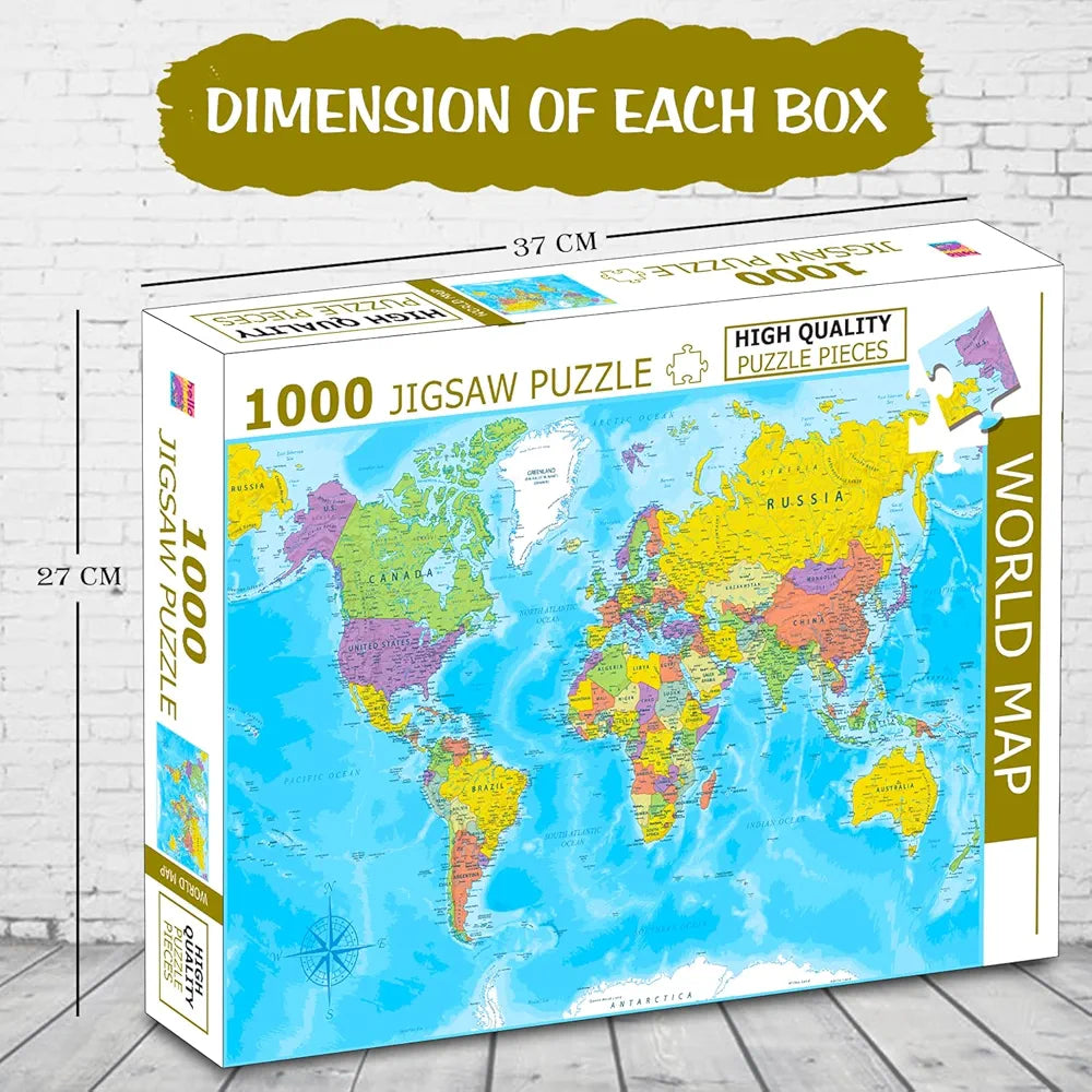 Hello Friend World Map Jigsaw Puzzles 1000-Piece for Kids and Childrens Educational Challeging World Map