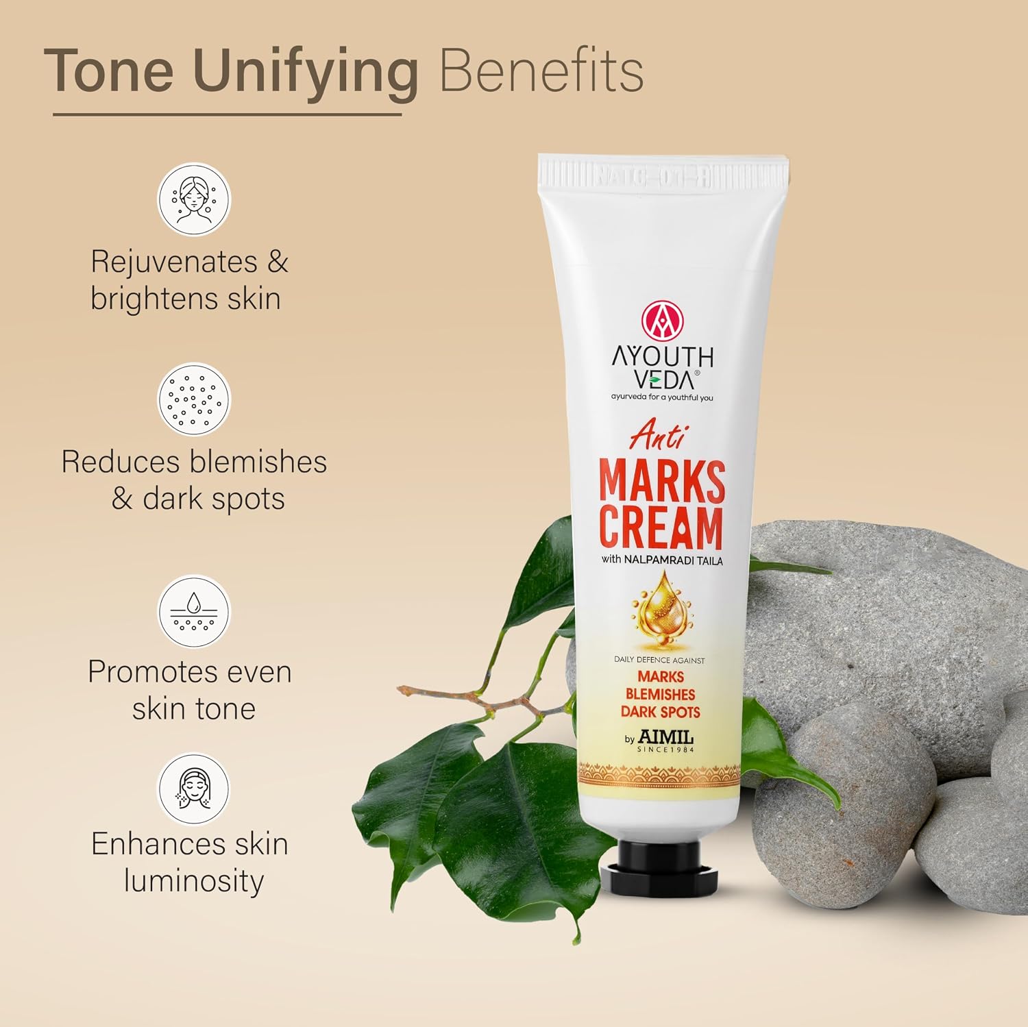 Ayouthveda Anti Marks Cream for Face & Body | Reduces Acne Marks, Dark Spots & Pigmentation | With Nalpamaradi Taila & 6 Essential Oils | Ayurvedic Skin Repair Cream for Men & Women | 30g