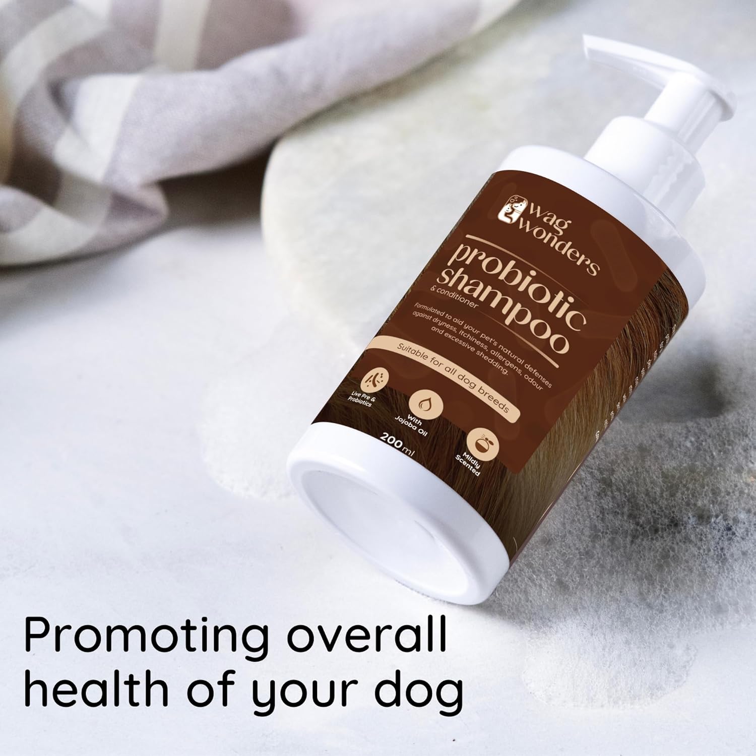 Wag Wonders 400 Ml Probiotic Shampoo for Dogs Natural Care From Healthy Bacteria | Helps in Improves Skin Health, Shinier Skin