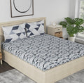 Huesland by Ahmedabad Cotton 186 TC King Size Bedsheet Cotton with 2 Pillow Covers | Grey & White