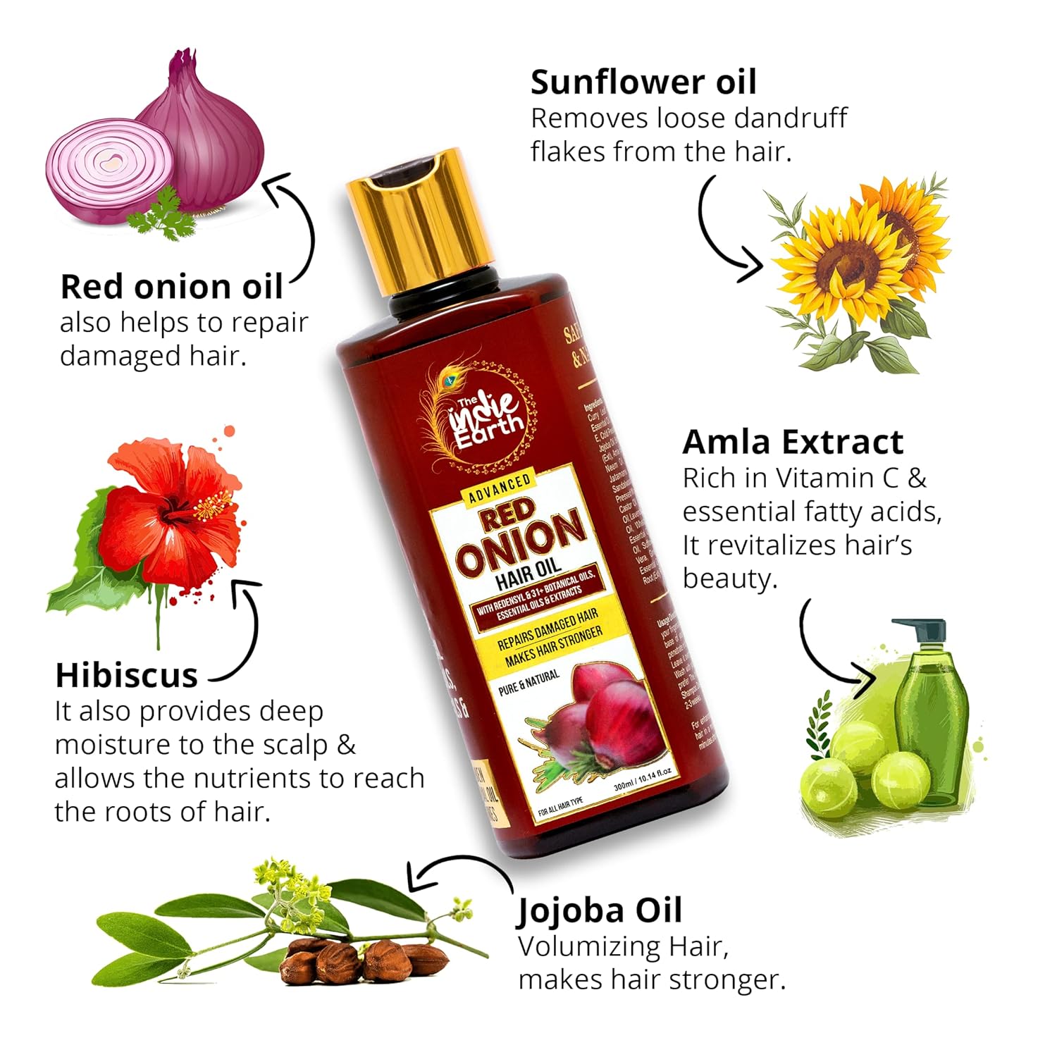 The Indie Earth Advanced Red Onion Hair Shampoo - 300 ml