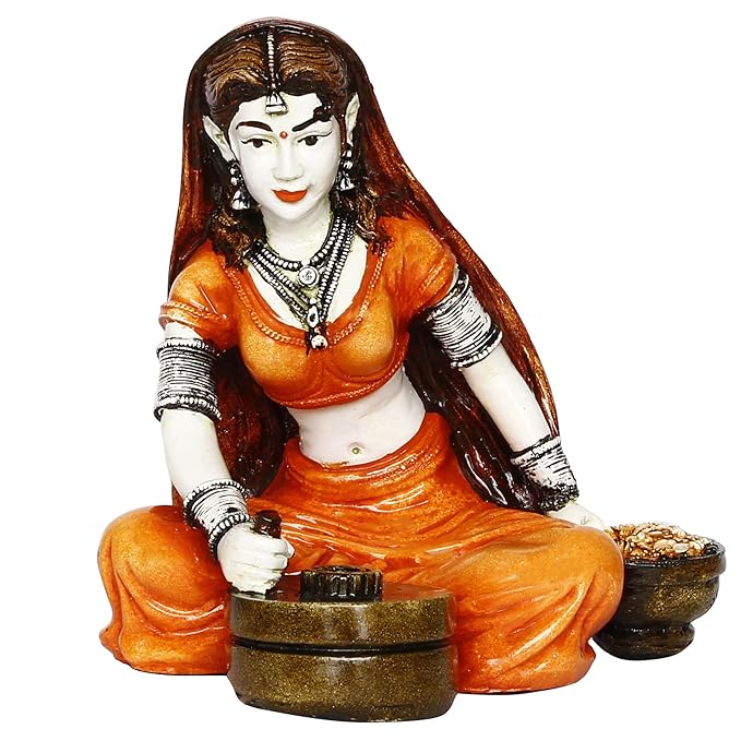Ecraftindia Colorful Combo of Rajasthani Craftsmen and Lady Making Pots Statue