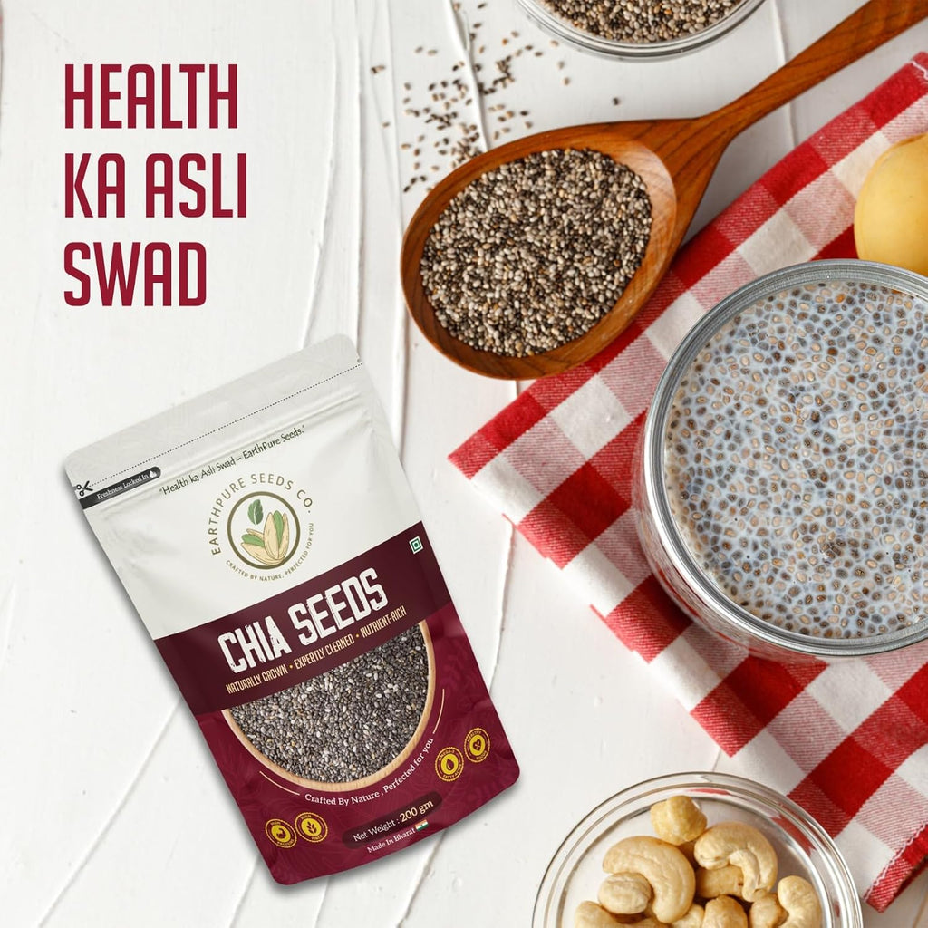 EarthPure Chia Seeds 100g I Seeds for Eating | Seeds for Weight Management | Rich in Calcium, Protein & Fibre
