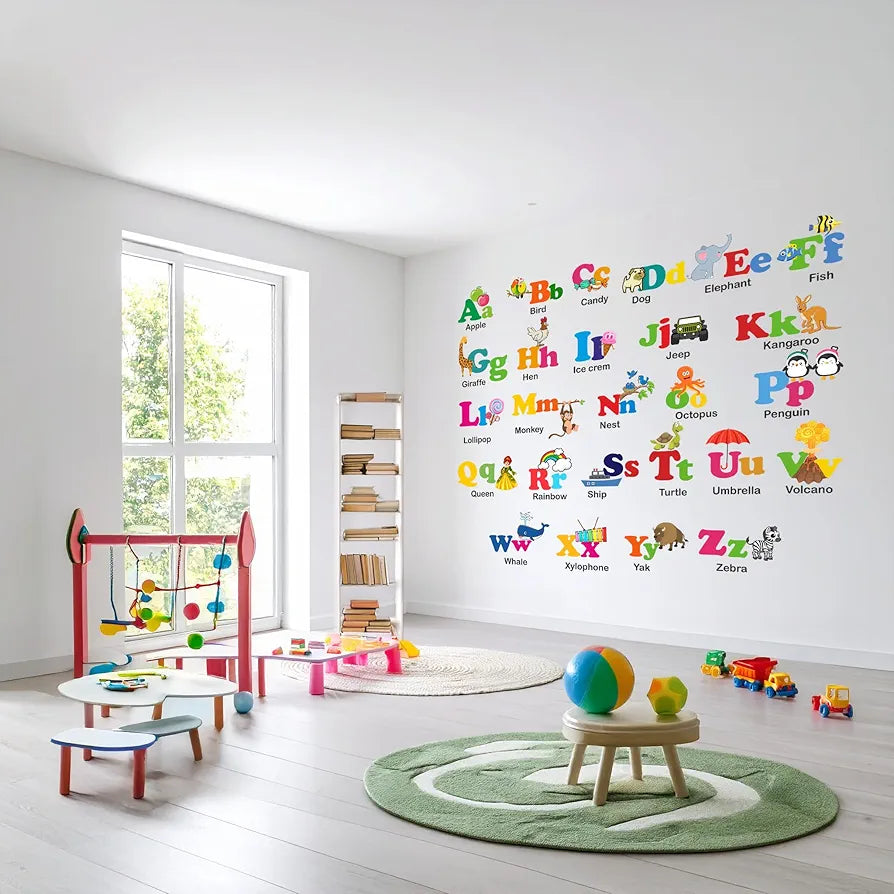 StickMe PVC Vinyl Baby Kids Learning Education Alphabets Wall Sticker -Self-Adhesive