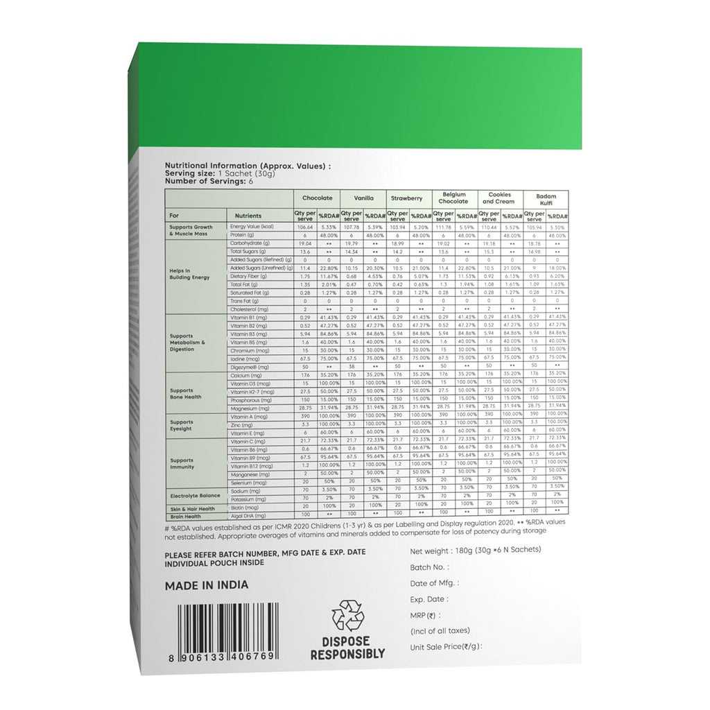Little Joys Nutrimix Nutrition Powder Trial Box | 6 Flavours | 2-6 Years | Zero Refined Sugar | Supports Healthy Growth & Boosts Immunity | With Ragi, Bajra, Almonds & Oats| 200 Gram