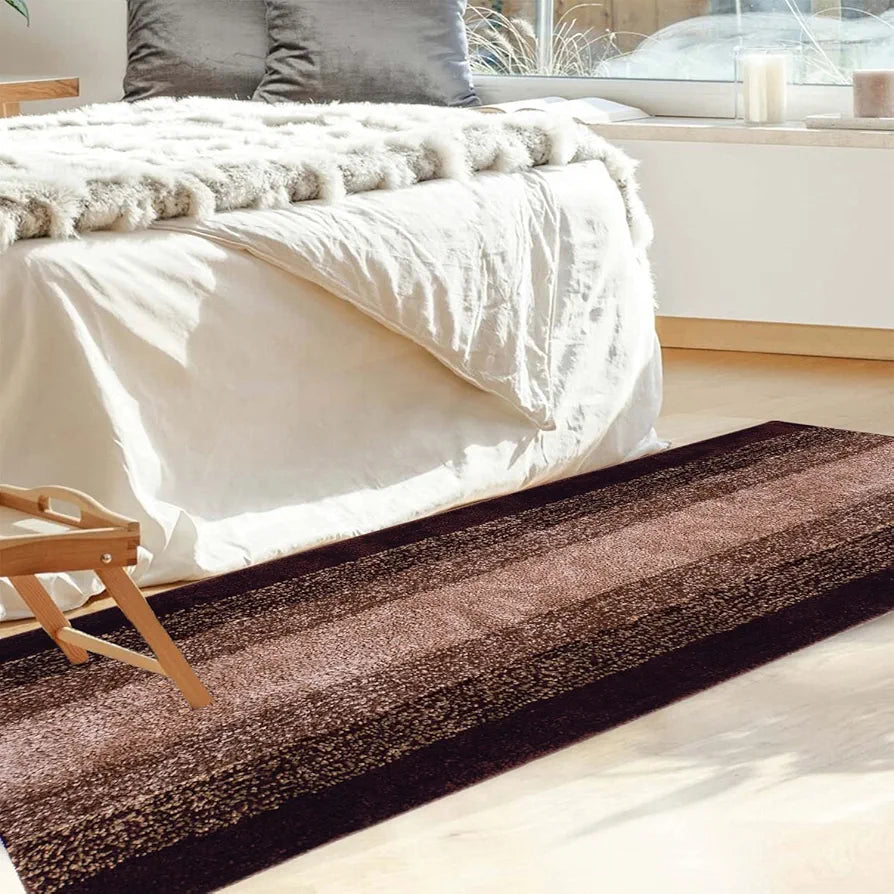 Kuber Industries Shaggy Carpet Polyester Bedside Runner Rectangular Soft Rug for Hall Offices Kitchens Bedroom Dark Brown