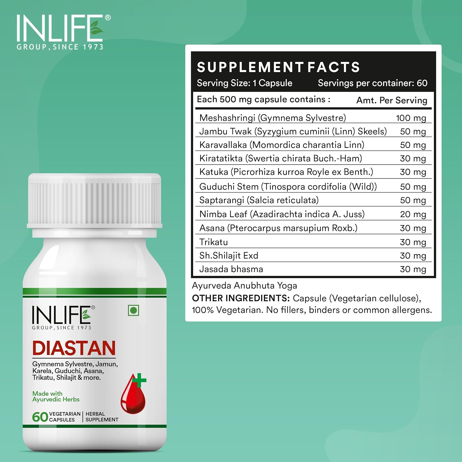 Inlife Diastan Diabetes Care Ayurvedic Supplements - 60 Vegetarian Capsules