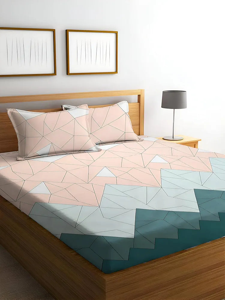 Starnstyle Polycotton 220 Tc Floral Printed King Size Double Bedsheet with 2 Pillow Covers Lisone