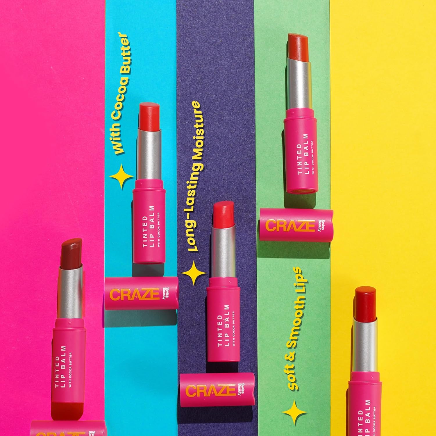 SWISS BEAUTY Craze Tinted Lightweight Sheer Lip Balm | Lip Protection And Lip Nourishment With Cocoa Butter | Shade- Fresh Orange, 3.2G