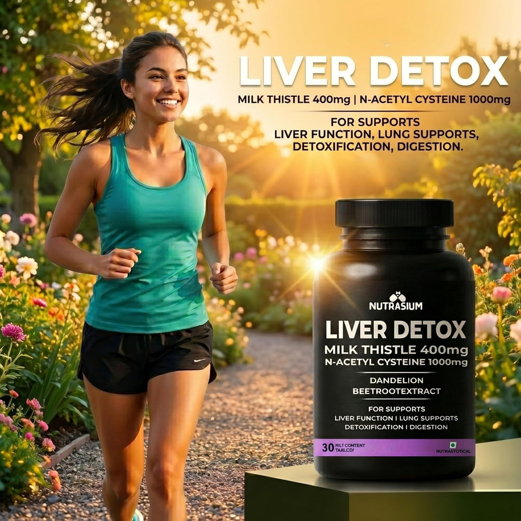 Nutrasium Liver & Lung Detox Supplemets | Milk Thistle- 400 mg | N-Acetyl Systeine 1000 mg | Dandelion & beet root For Support Lung & Liver Health | 60 Tablets (60 Tablets, Liver Detox)