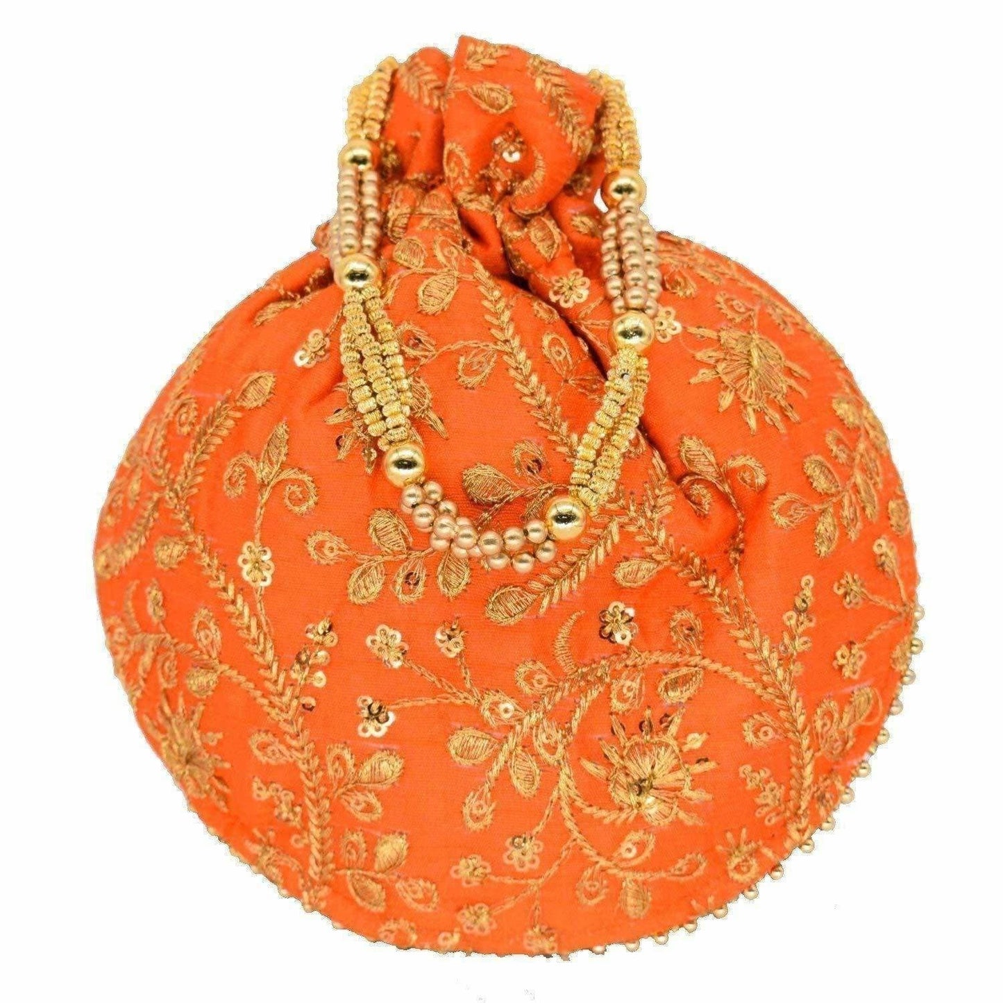 Ethnic Clutch Silk Potli Batwa Pouch Bag with Metal Bead work Gift