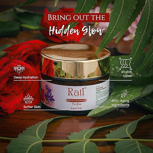 Rati Ayurveda Rose & Saffron Face Pack - 50 gms