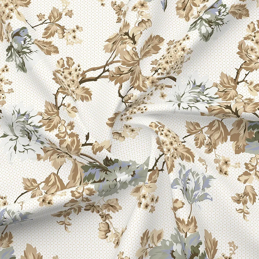 Layers Illuminating Homes Cotton Bedsheet Set for All Seasons Lightweight 144 TC Queen Size Brown Grey Floral