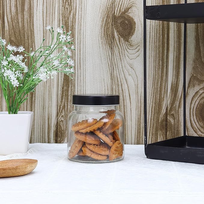 Femora Kitchen Storage Jars Clear Glass Jar With Steel Lid Air Tight Jar | Set of 3