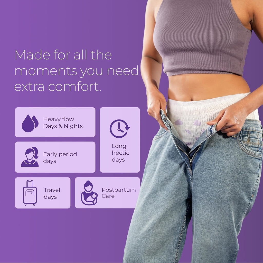 Nua 360Â° Comfort Period Panties (M-L) | Pack of 5 | Ultra-Absorbent | Zero Irritation | 4X Comfort | for Heavy Flow | No rashes | Leakproof | Seamless | 100% Toxic-Free, Dermatologically Tested