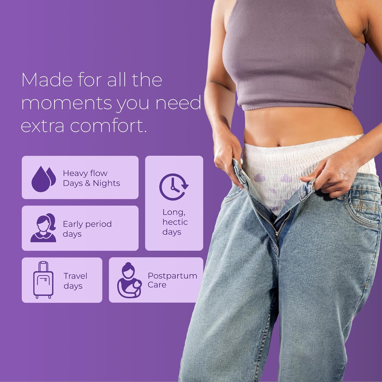 Nua 360Â° Comfort Period Panties (M-L) | Pack of 5 | Ultra-Absorbent | Zero Irritation | 4X Comfort | for Heavy Flow | No rashes | Leakproof | Seamless | 100% Toxic-Free, Dermatologically Tested