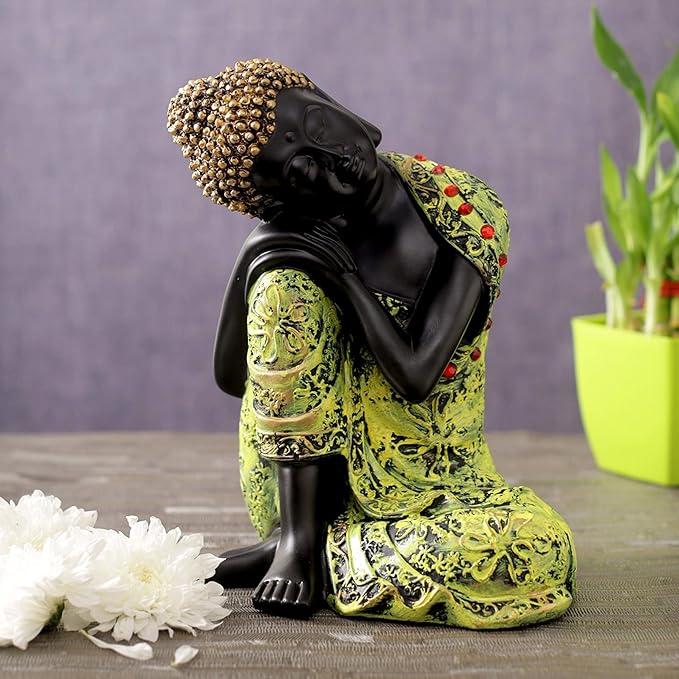 Tied Ribbons Buddha Idol Statue Showpiece Multi Decoration Items for Home Decor Mandir Temple