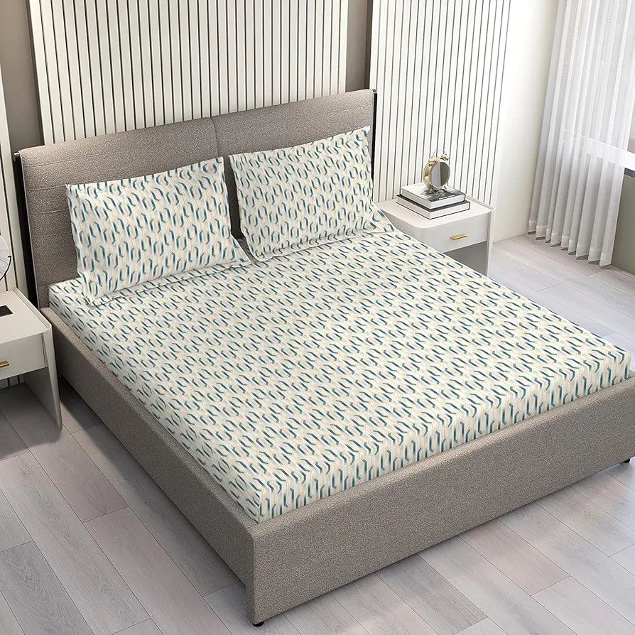 Layers Home Easy Cotton Bedsheet Set for All Seasons Lightweight 144 TC Queen Size Blues