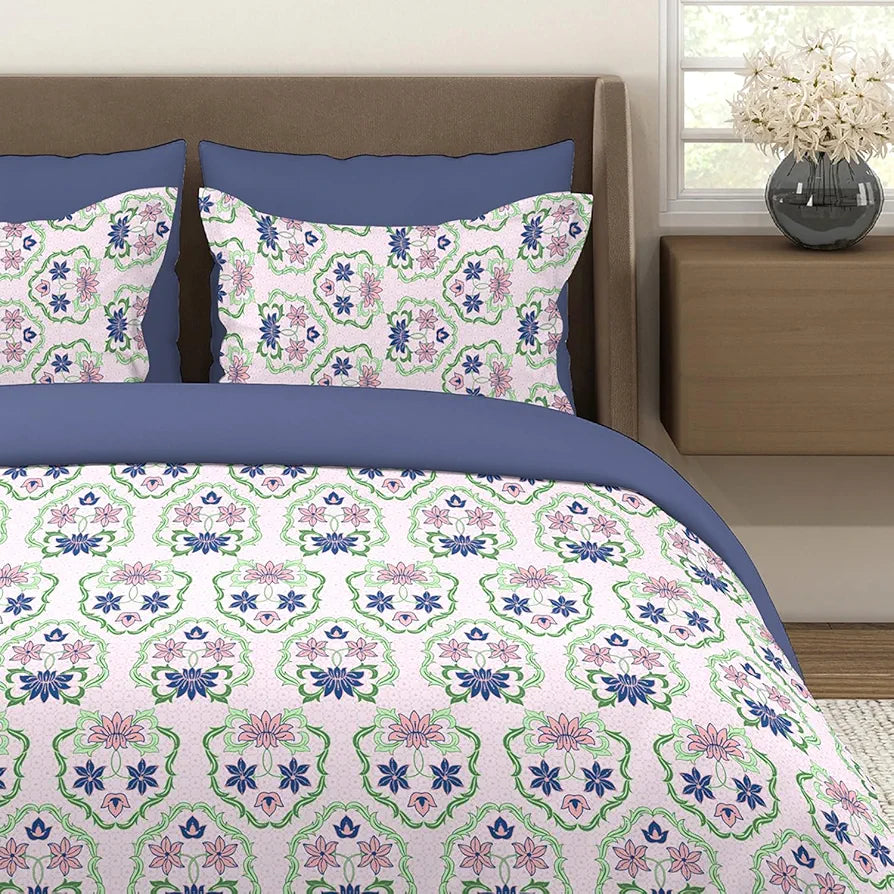 Layers Tivoli Cotton Bedsheet Set for All Seasons Lightweight 104 TC Queen Size Dark Beige Color