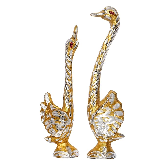 Ecraftindia Dancing Swan Couple Statues Decorative Bird Figurines Showpieces