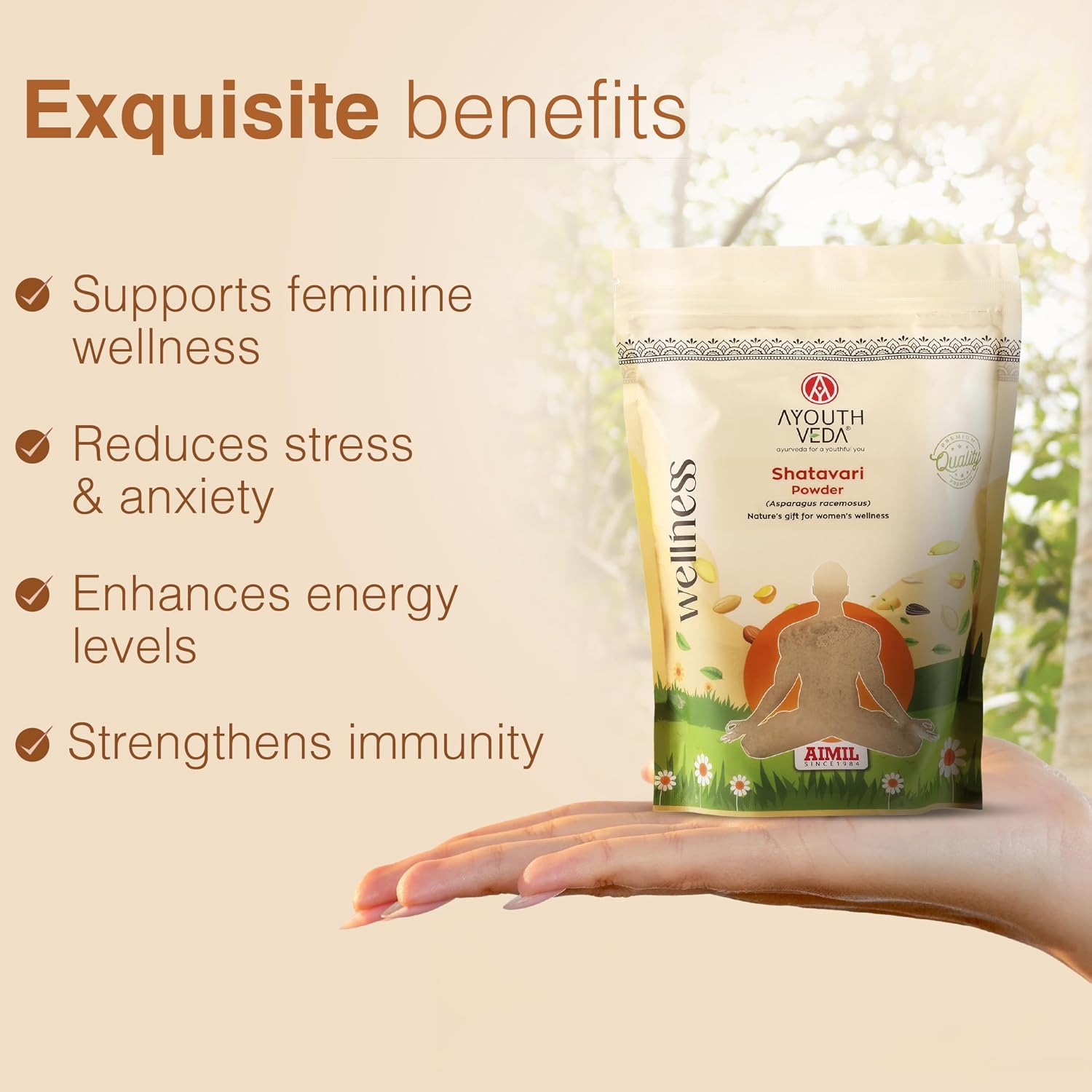 Ayouthveda Shatavari Powder Pure Ayurvedic Herb for Women’s Health & Wellness Net Qty: 200g