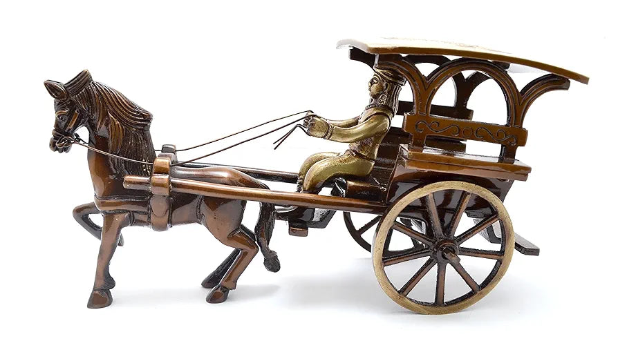 Two Moustaches Brass European Horse Carriage Showpiece