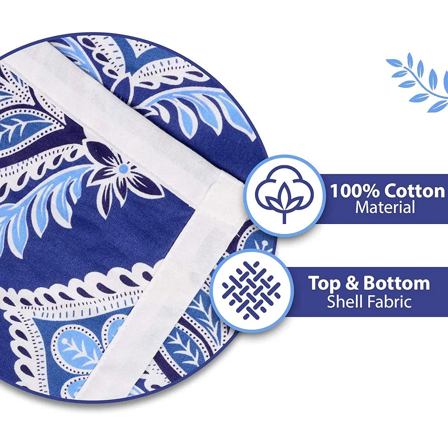 Divine Casa Floret 100% Cotton Double Dohar 120 GSM Soft & Lightweight Throw Blanket Colour Dazzling Blue
