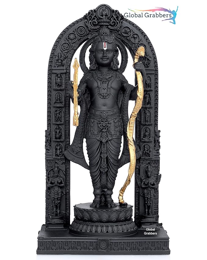 Global Grabbers Polyresin 3D Ram Lalla Ayodhya Idol Statue Showpiece Murti for Home Decor