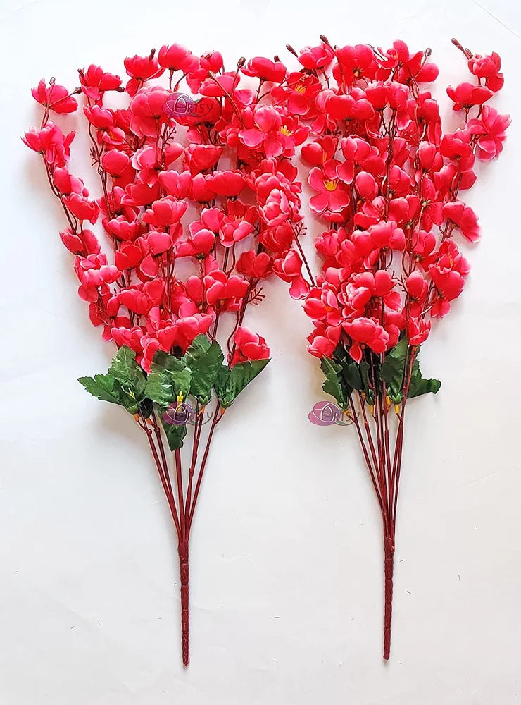 Artificial Flowers Bunch for Decoration Cherry Blossom Ideal for vase Without vase Maroon